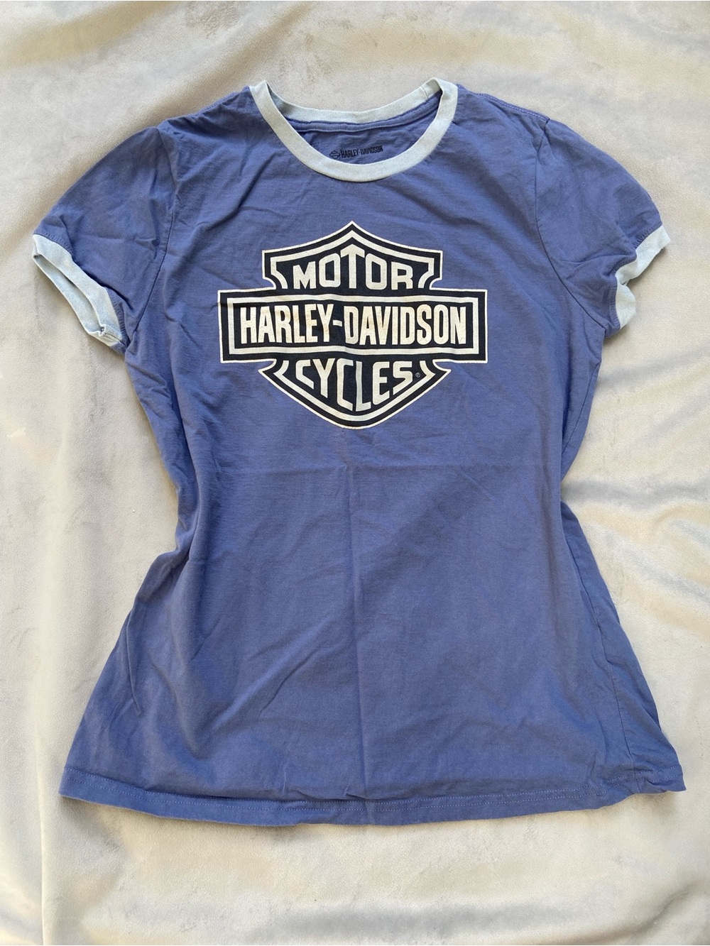Harley-Davidson Blue Short Sleeve Ringer Tee with White Logo